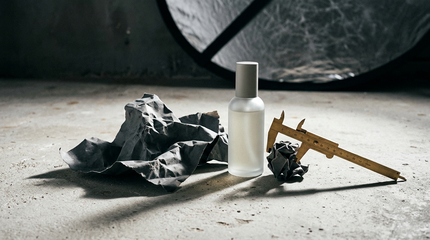 Side by side comparison showing a poorly lit product photo next to a high-converting professional product image in a minimalist studio setting