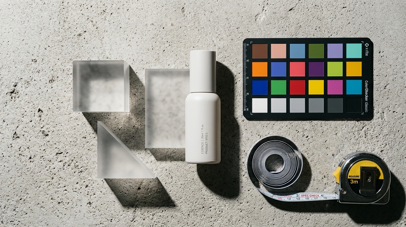 Desktop view of an ecommerce product page showing a high-fidelity on-model lifestyle photo of a neutral tone garment next to a clear add to cart button