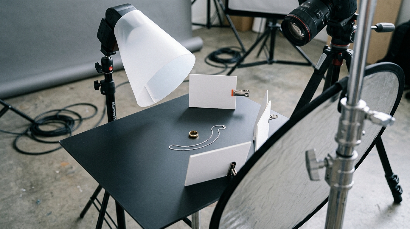 Silver necklace with a blue sapphire pendant styled on a minimalist beige stone background with soft diffused lighting