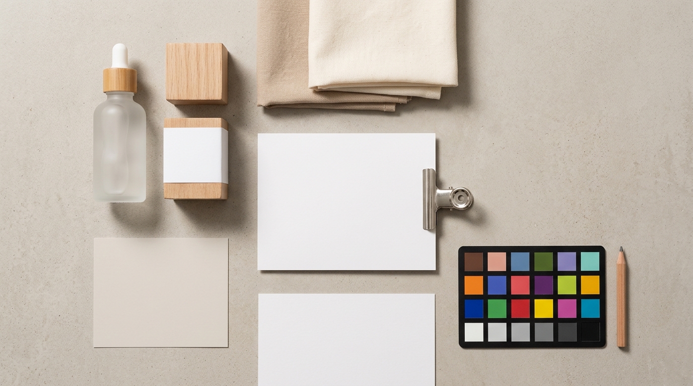 Grid display of cosmetic product photography variations organized for an upcoming ecommerce launch campaign