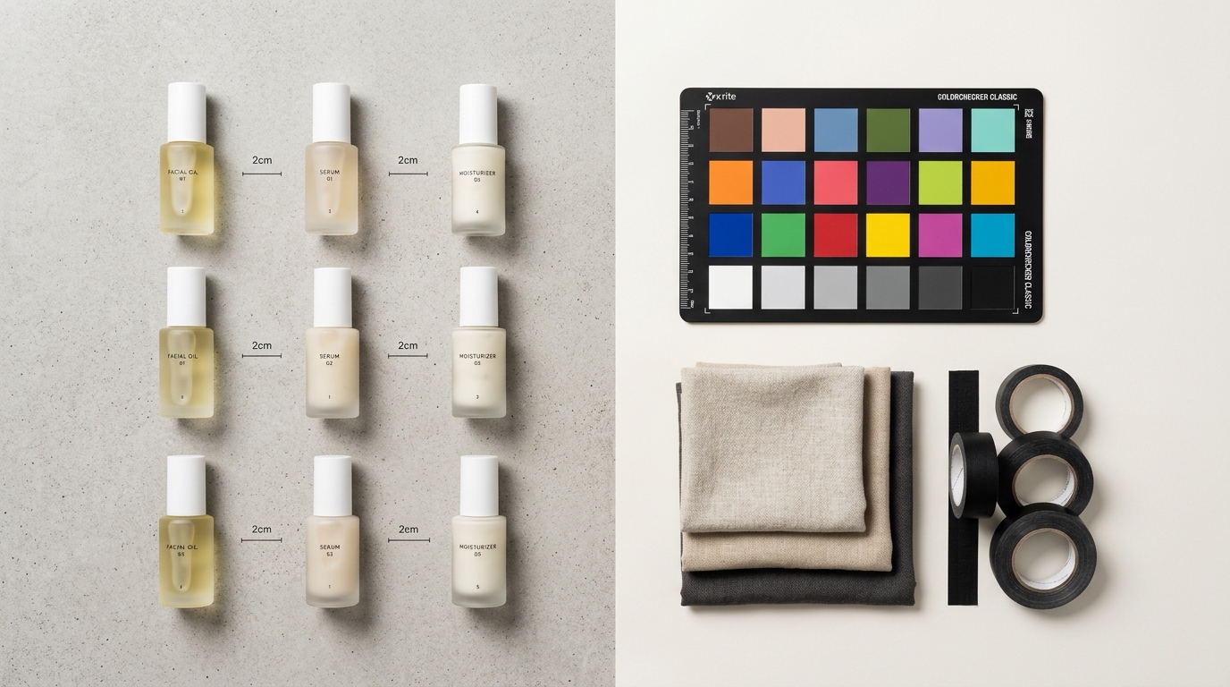 AI-generated on-model product image of a minimalist ceramic vase against a seamless studio background showing strict adherence to lighting guidelines