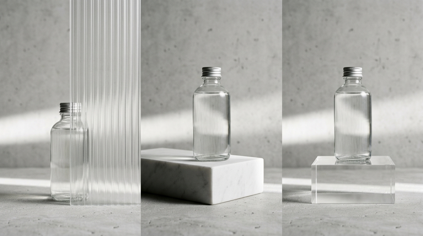 Comparison of WebP, JPEG, and PNG product images showing a white sneaker on a solid background with file sizes displayed below each format