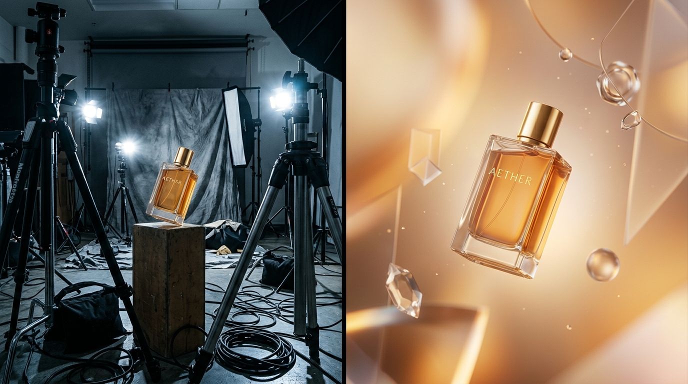 AI photoshoot workflow generating studio quality ecommerce product photography