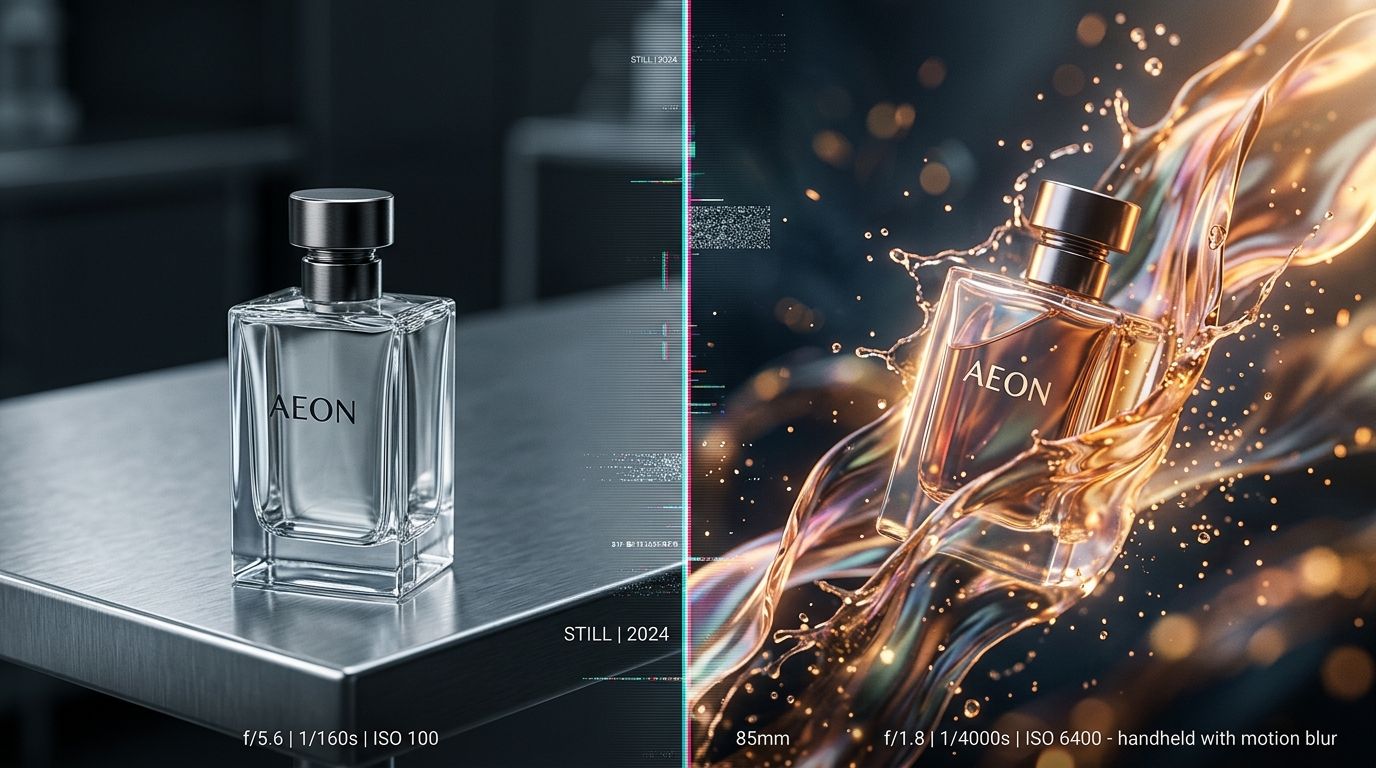 AI video generator rendering motion from a static product photography asset