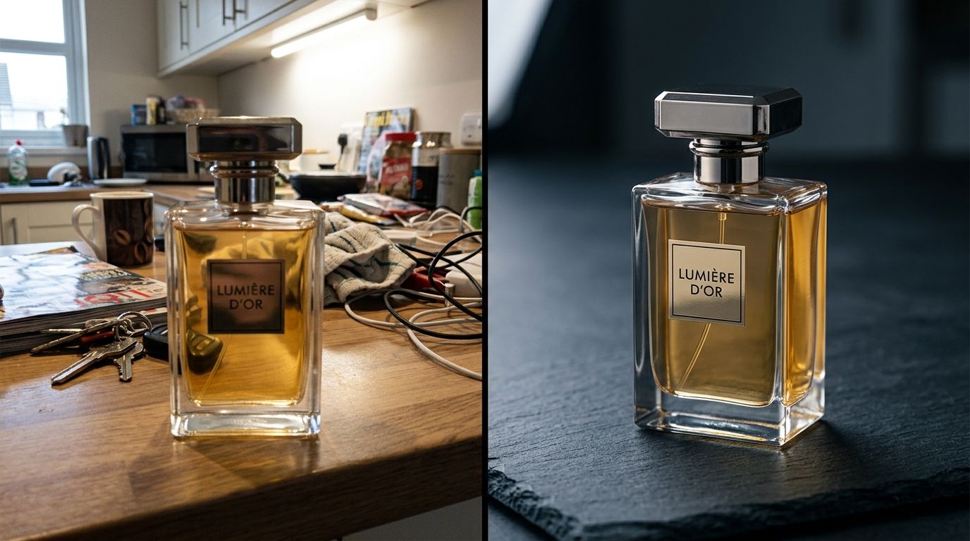 Side by side comparison showing the product photography competitive gap