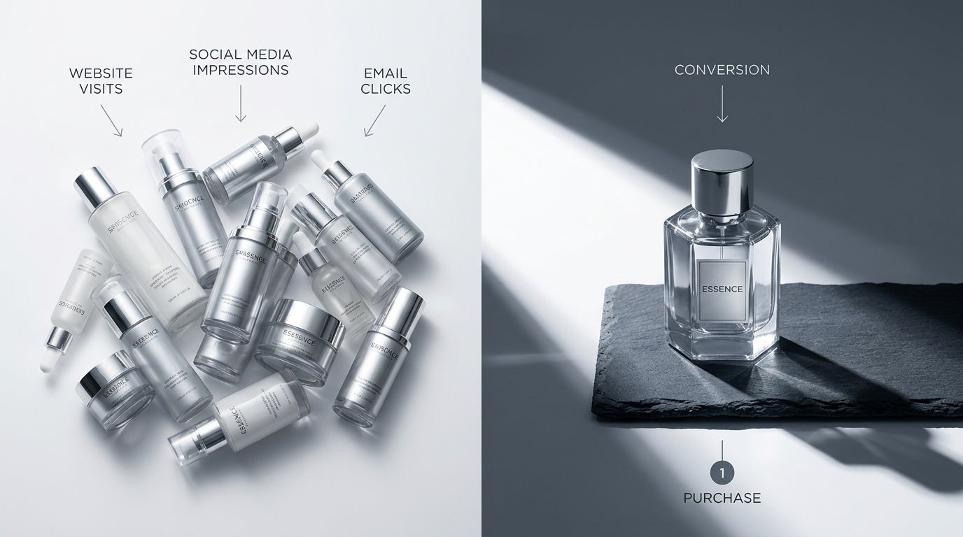 Diagram showing where paid traffic drops off in the ecommerce conversion funnel