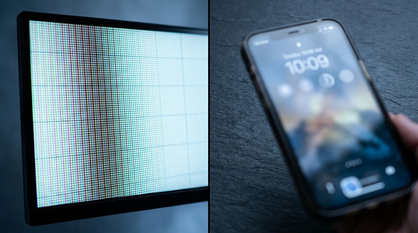 A split screen showing a zoomed-out studio product photo on mobile versus a tight mobile-optimized crop, demonstrating how visual scaling affects ecommerce conversion.