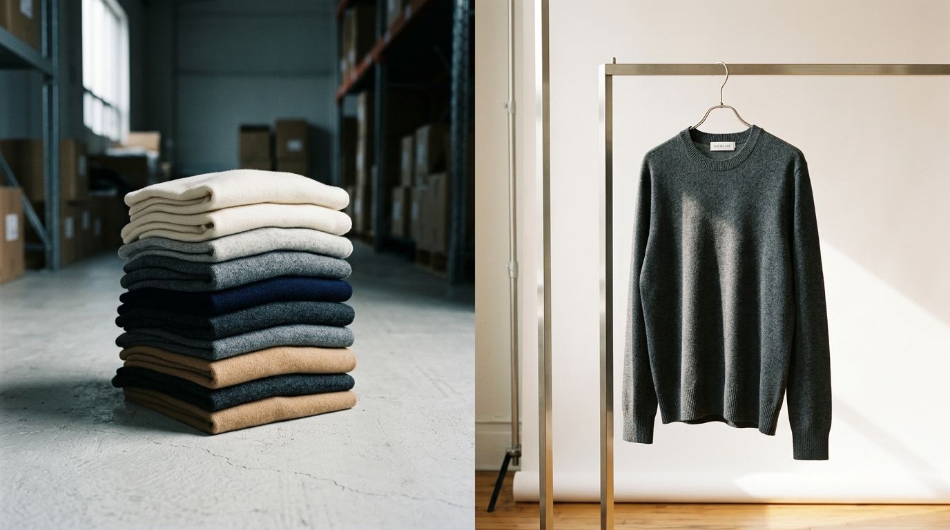 A messy warehouse sorting pile demonstrating the reality of high fashion ecommerce return rates