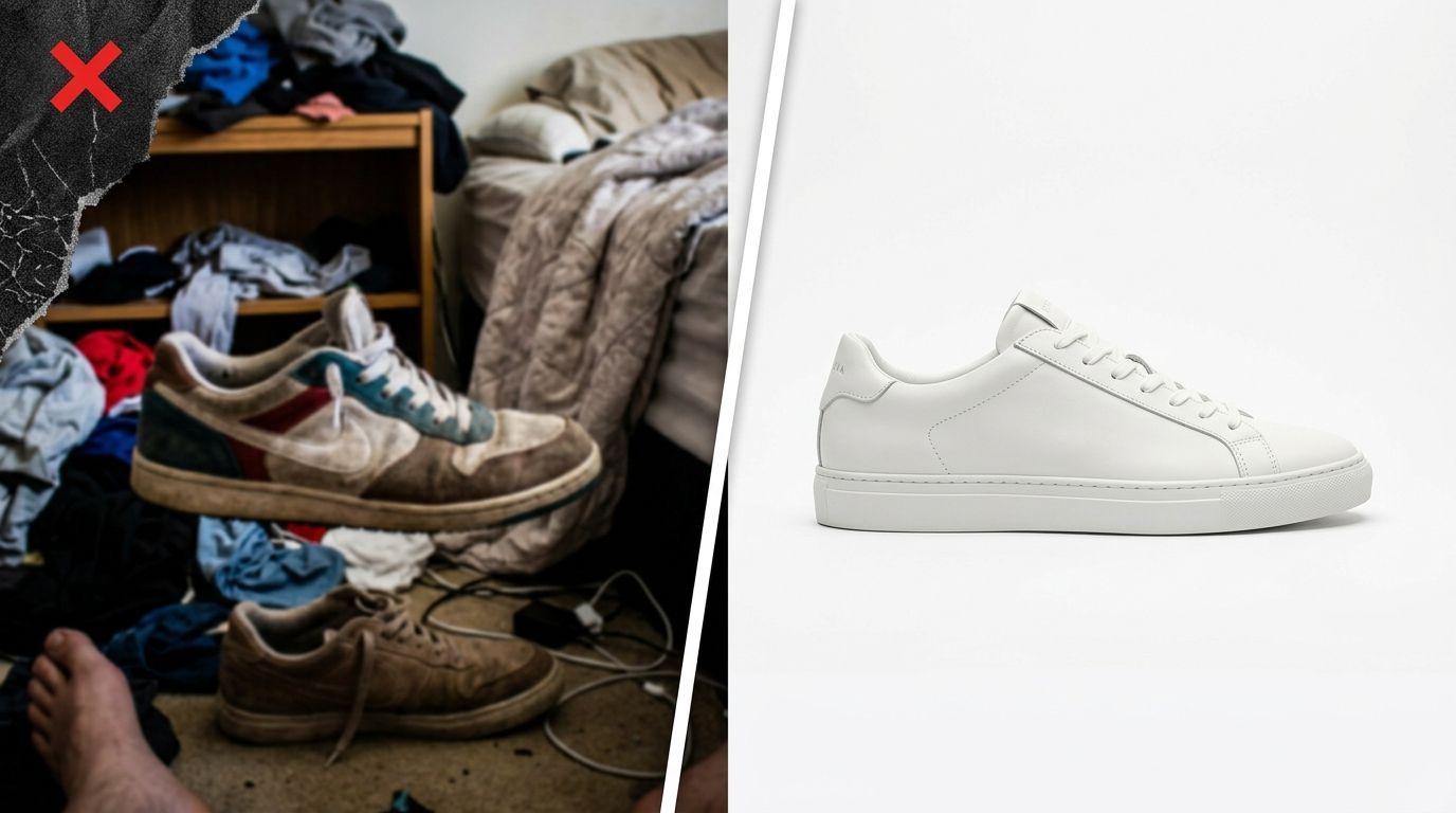 Google Shopping product image showing clean white background versus disapproved cluttered image