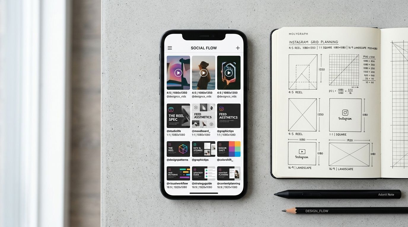 Diagram showing various Instagram post dimensions side by side on mobile screens