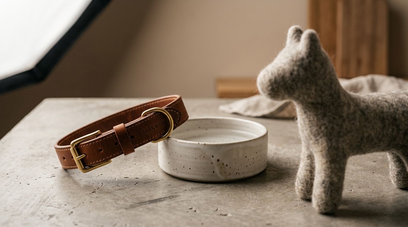 Dog bed staged in a sunlit living room without an actual dog