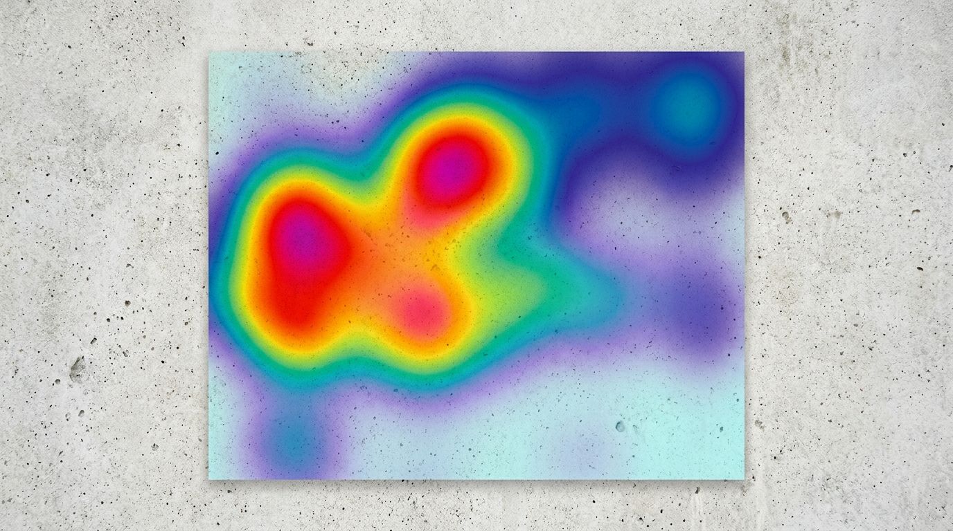 Product page heatmap showing dense visual focus on the main hero image and the add to cart button.