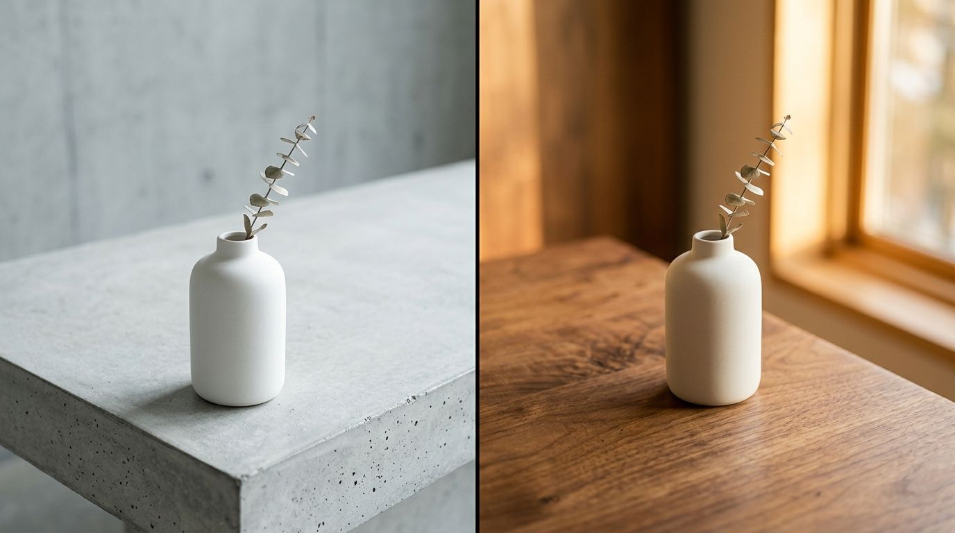 Product photography showing different background color palettes and surfaces