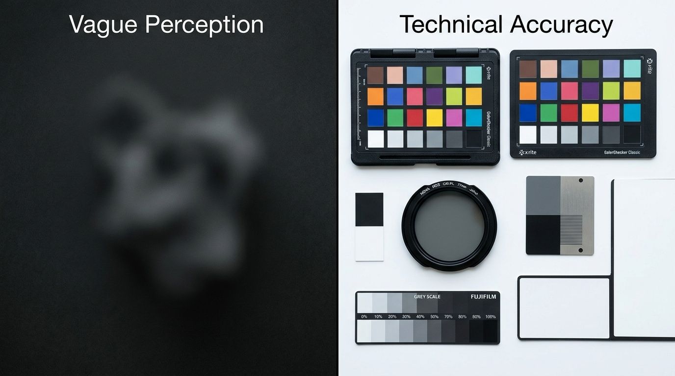 Product photography comparison showing a stylized hero shot next to a realistic scale reference image