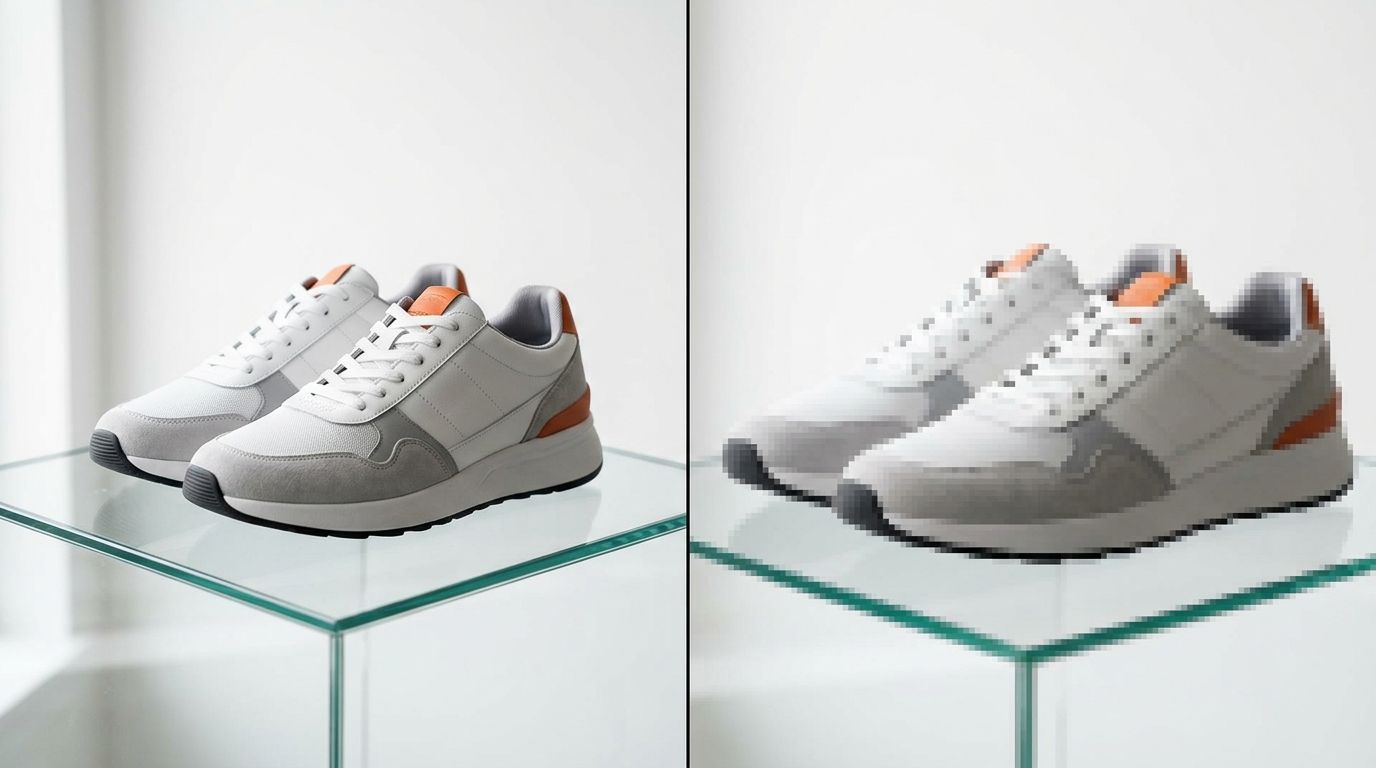 Diagram showing optimal 2048 by 2048 Shopify product image dimensions next to a mobile phone interface