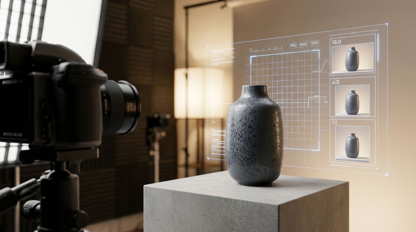WooCommerce product image setup interface showing dimension configurations