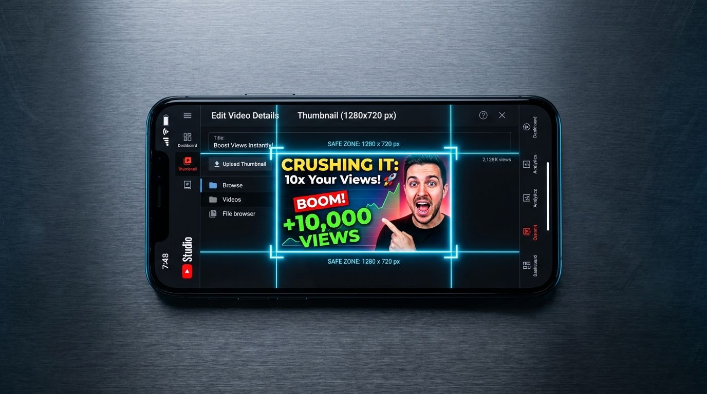 Diagram showing the exact 1280x720 youtube thumbnail dimensions with the bottom right corner marked as the avoid zone for timestamps.